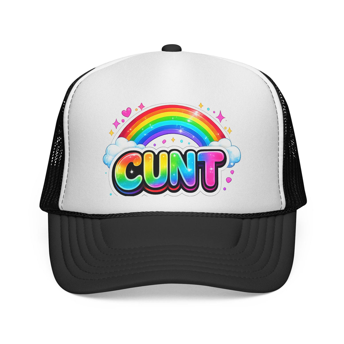 CUNT Rainbow Trucker Hat | Retro Mesh Snapback Cap