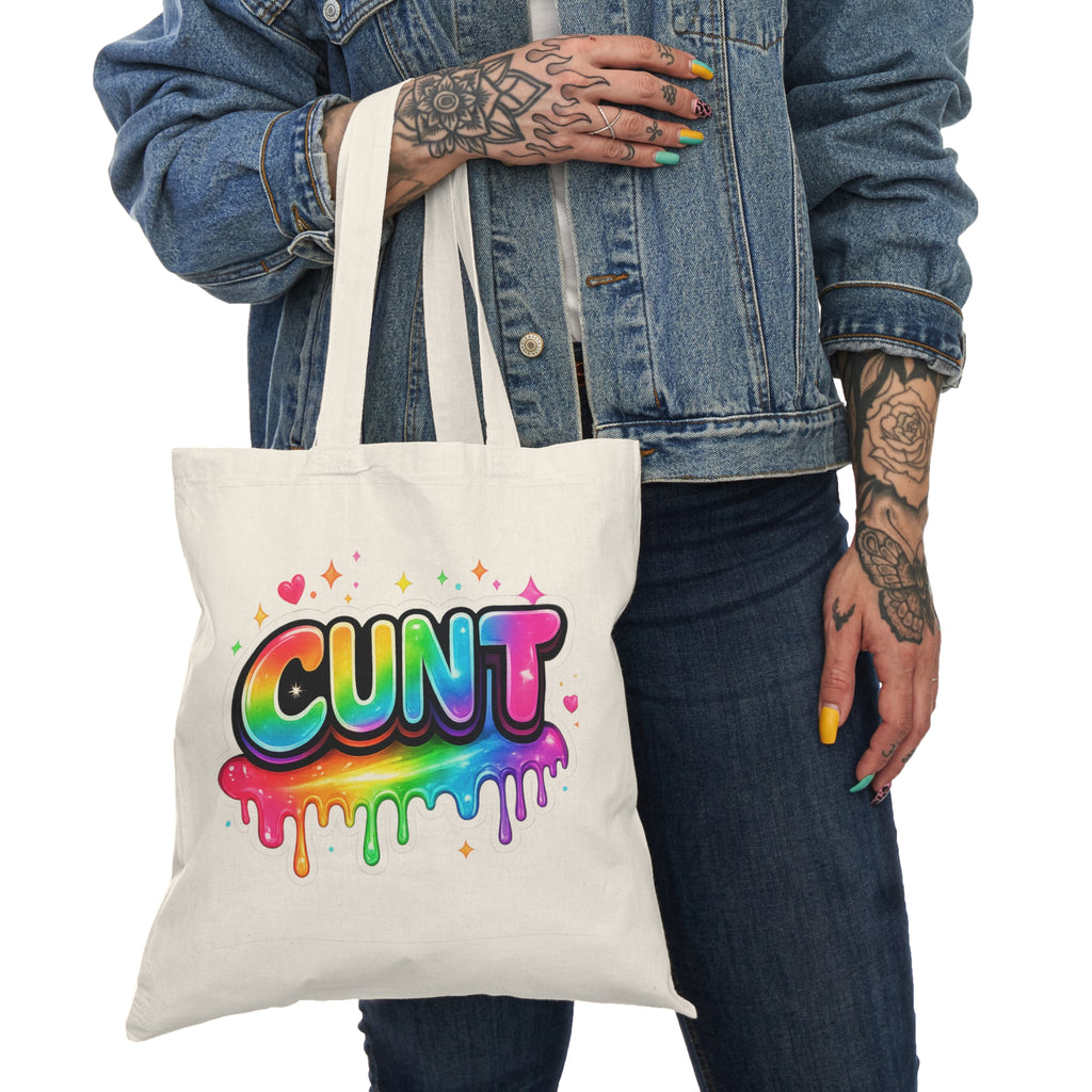 Rainbow CUNT Natural Tote Bag