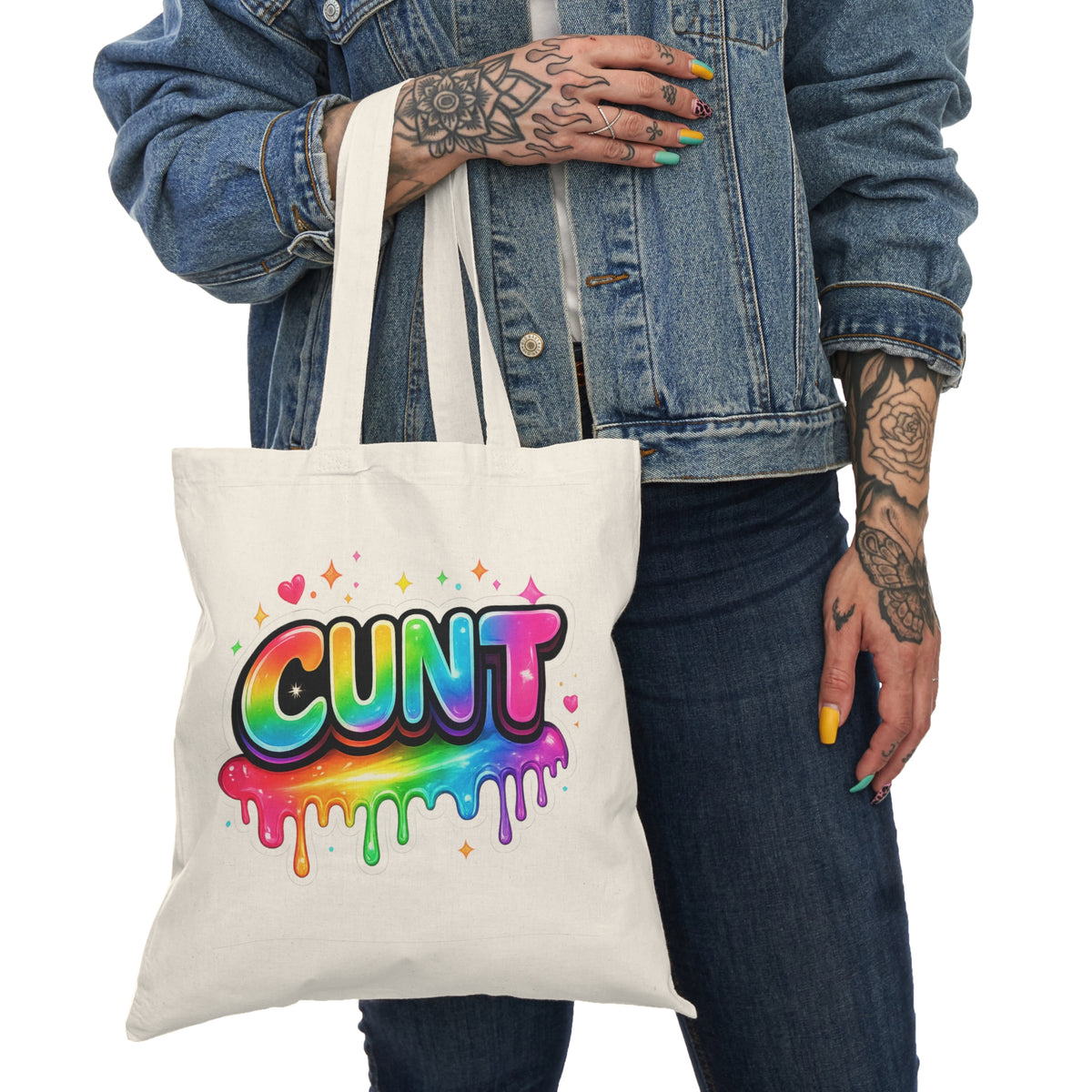 Rainbow CUNT Natural Tote Bag