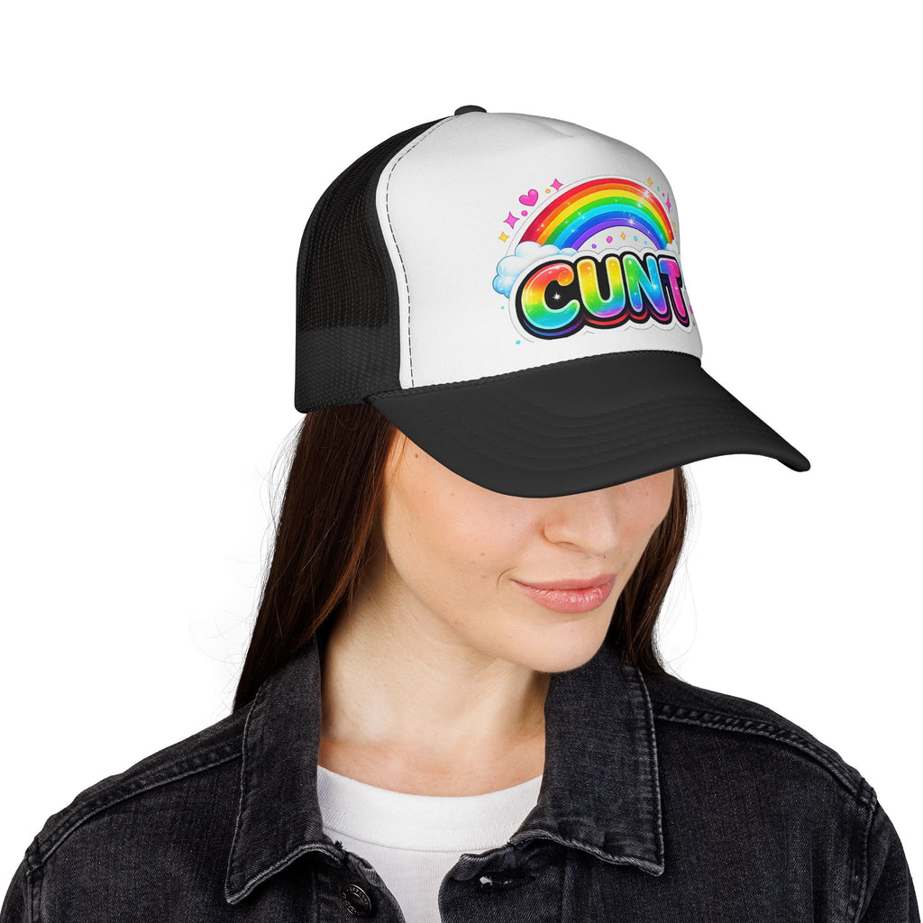 CUNT Rainbow Trucker Hat | Retro Mesh Snapback Cap